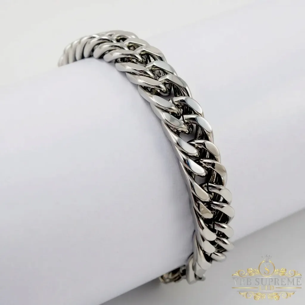 11mm Silver Curb Bracelet