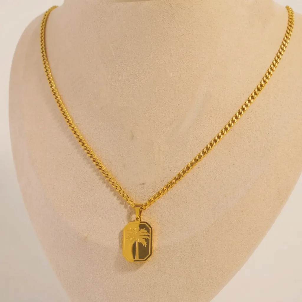 Gold Tag Pendant Necklace