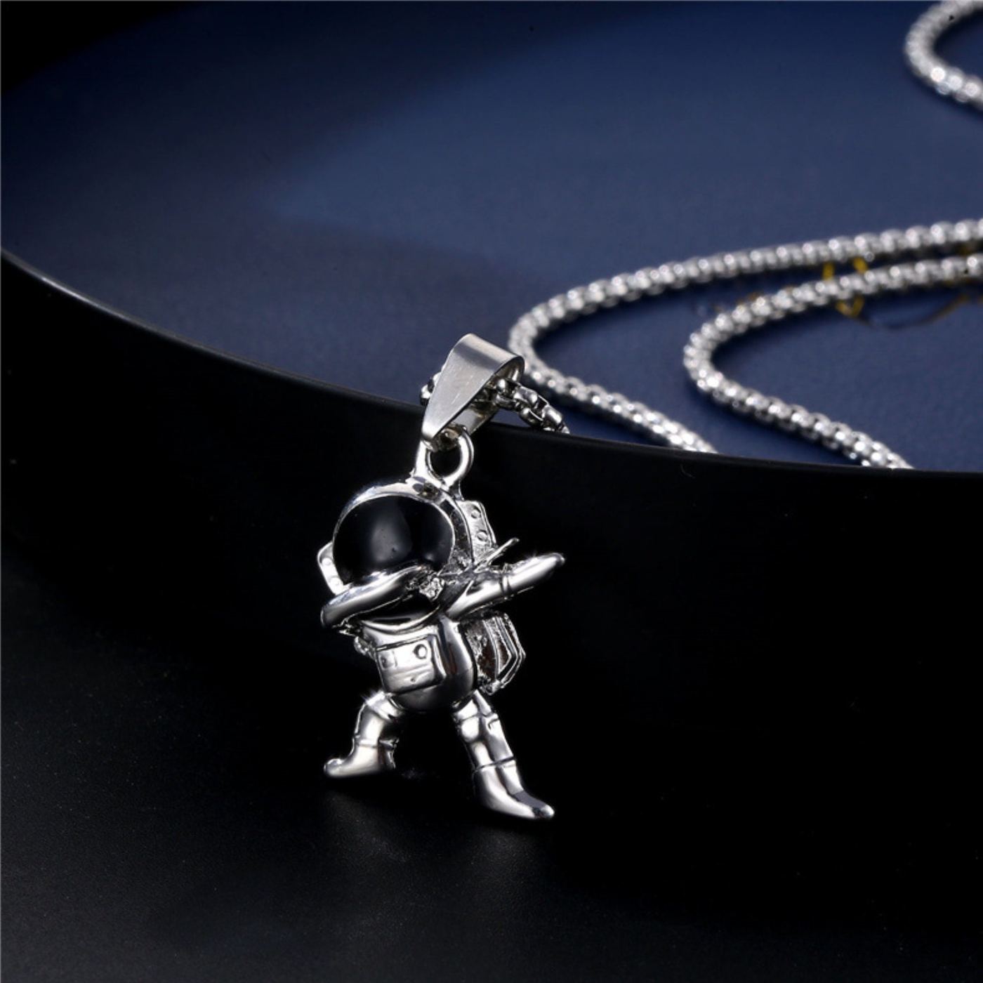 Astronaut Pendant Chain Silver Mens Chain Gift For Him