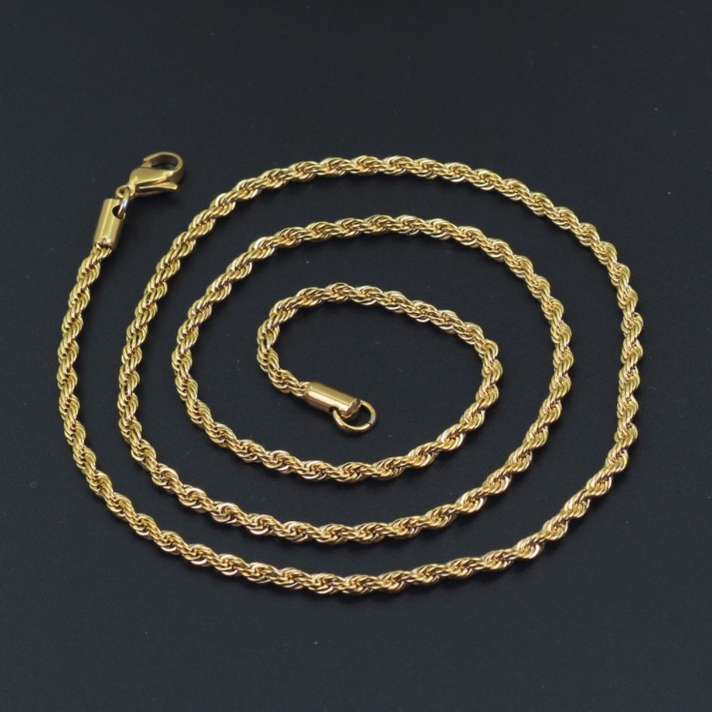 Gold Chain, Twisted Rope Chain, Gift For Boys, Waterproof Gold Layered Necklace