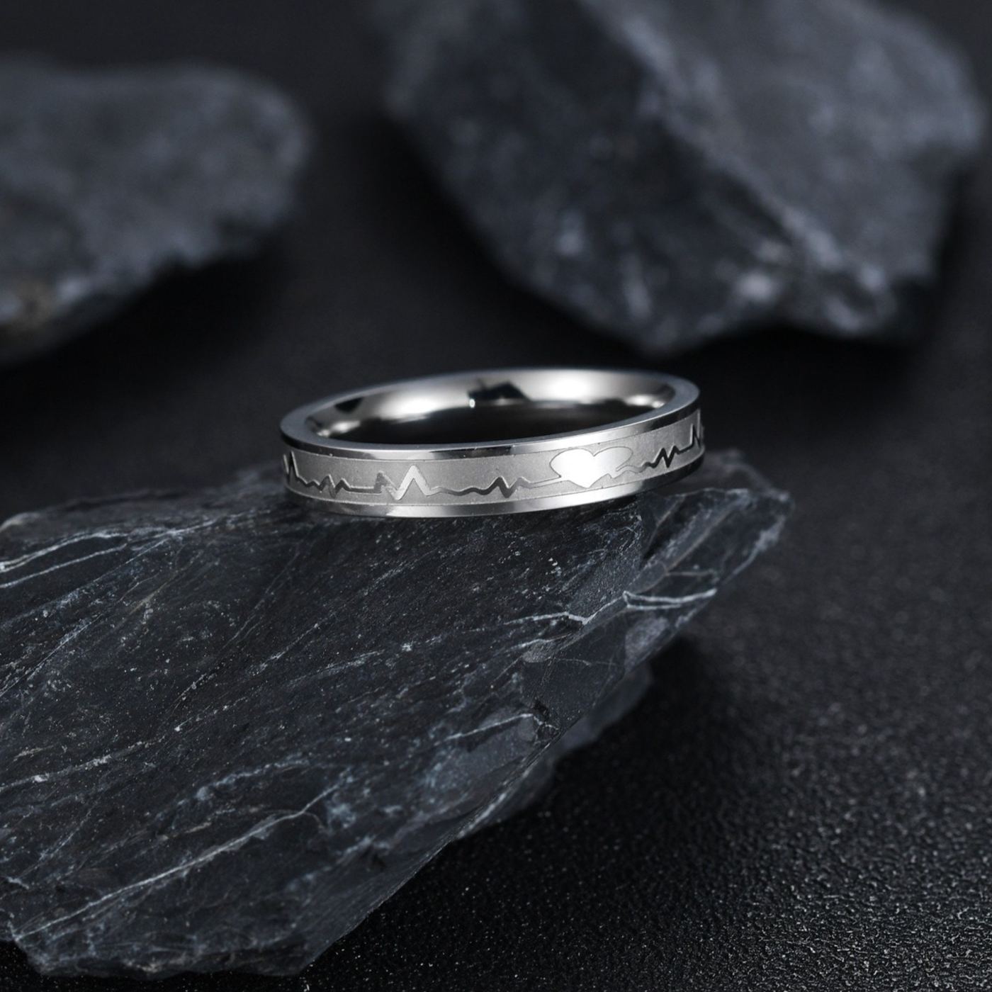 Gold Men's Carved Ring, Simple Band Ring, Engraved Jewellery, Waterproof Men Band