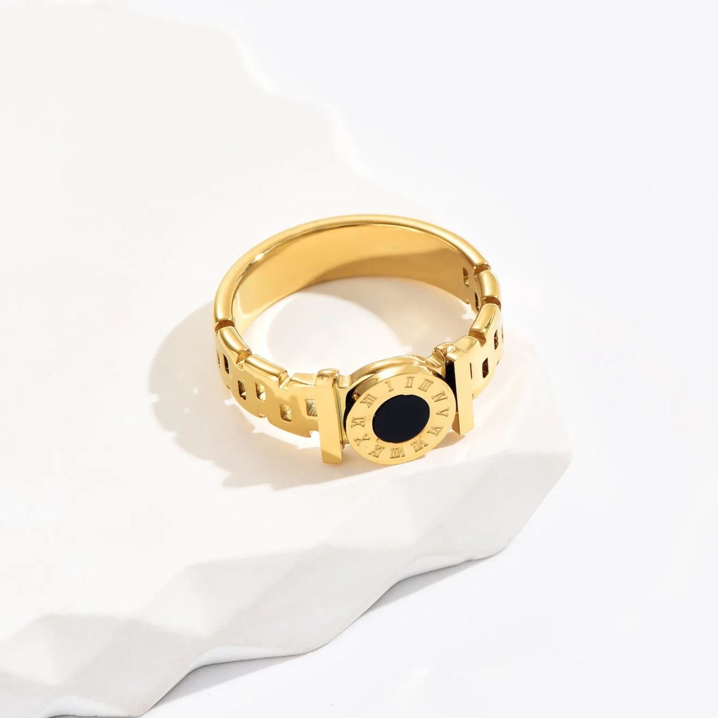 Gold plated Ring for her Roman numerals ring Gold jewelery Womans gifts