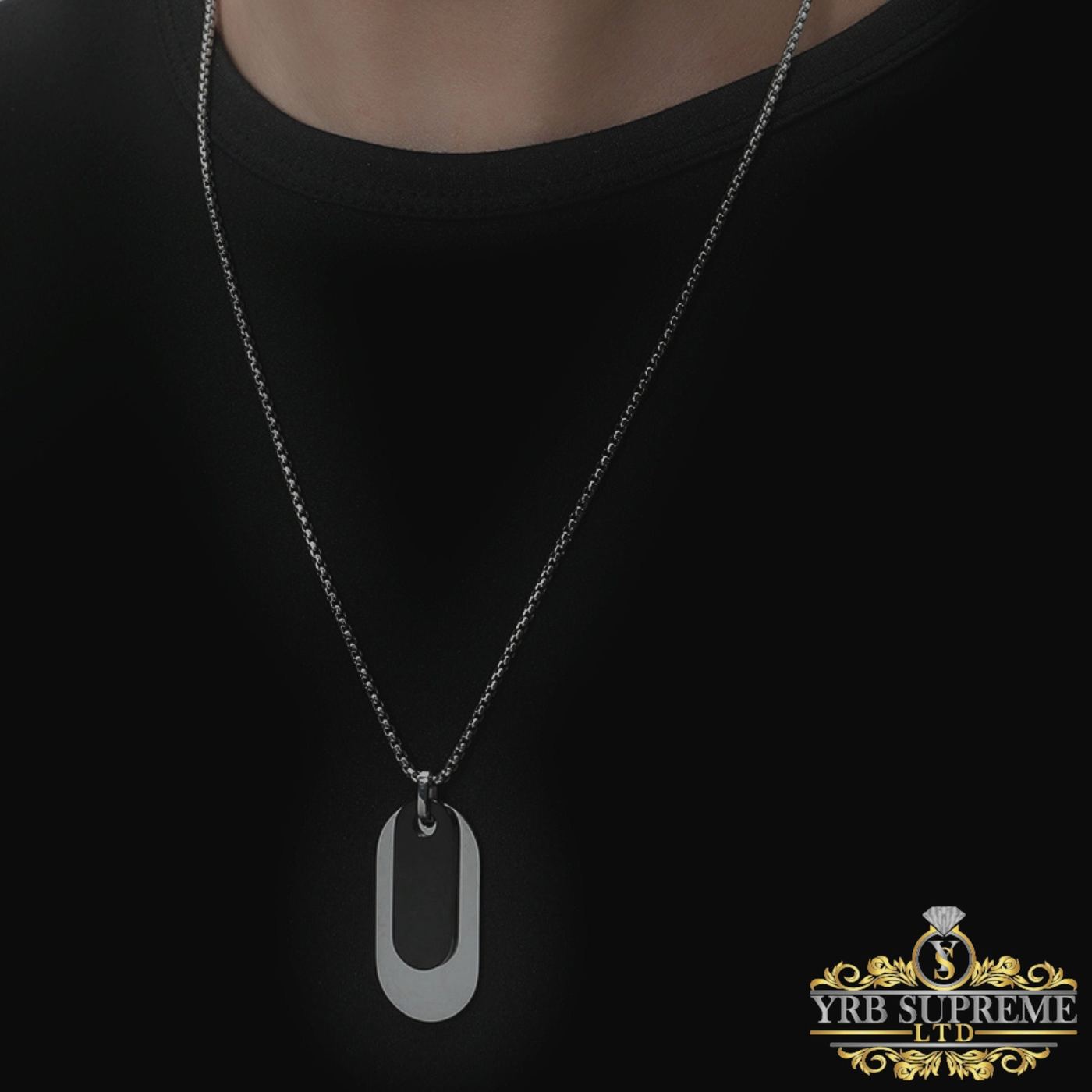 Men's Silver Dog Tag Pendant Necklace, Military Style Stainless Steel Jewelry