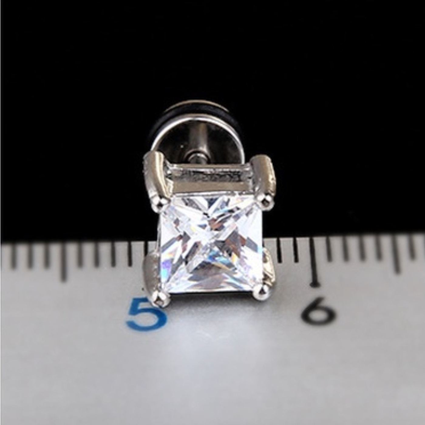 Mens Square Stud Earrings | Zircon Diamond Style | Gift for Him
