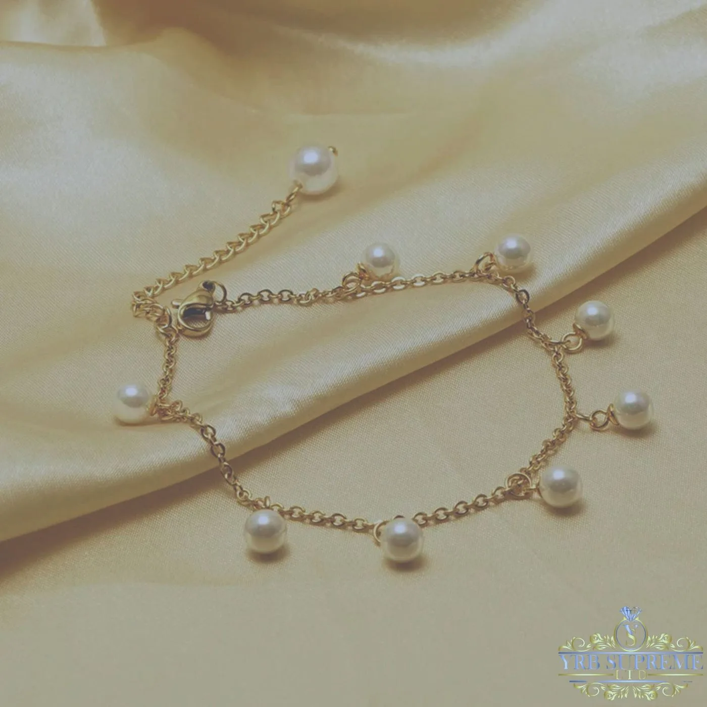 Gold Pearl Drop Bracelet