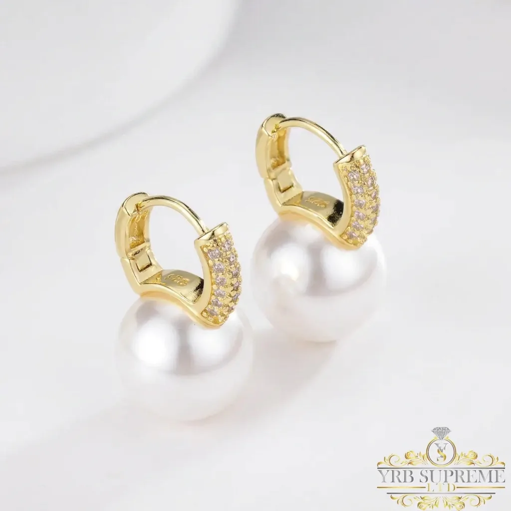 Silver Pearl Hoop Earrings