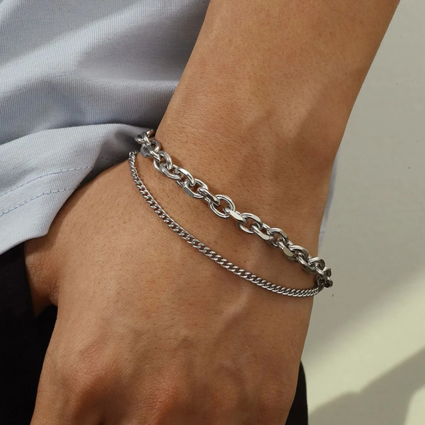 Silver Double Link Bracelet