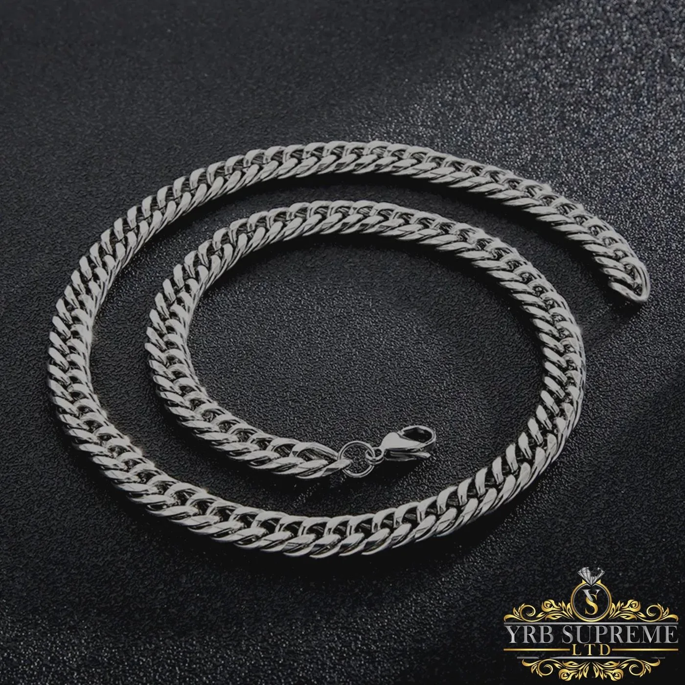 8mm Silver Curb Chain