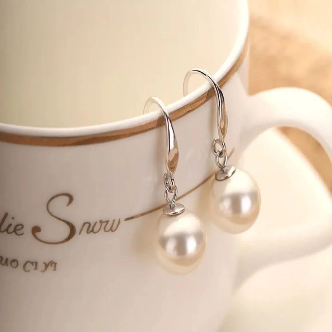 Silver Pearl Drop Earrings