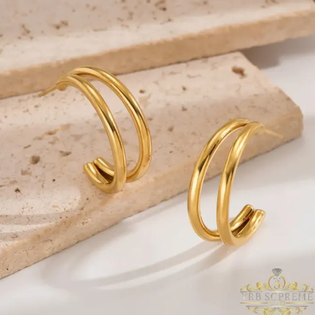 Gold C-Shape Earrings