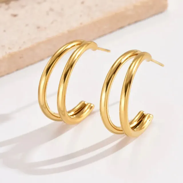 Gold C-Shape Earrings — photo 3