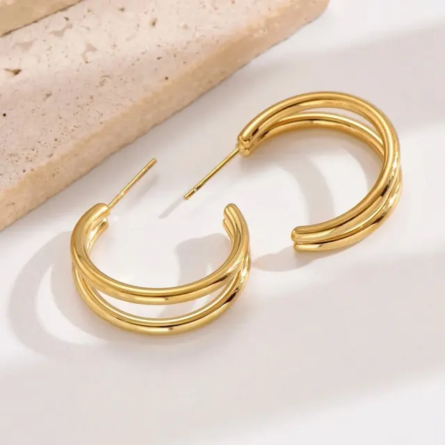 Gold C-Shape Earrings — photo 4