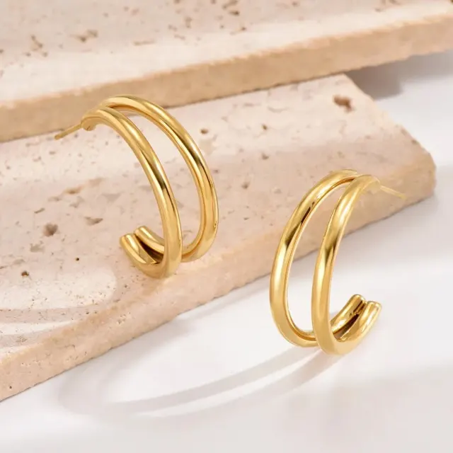 Gold C-Shape Earrings — photo 5