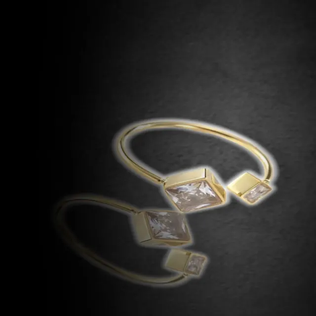 Gold Square Stone Open Ring — photo 3