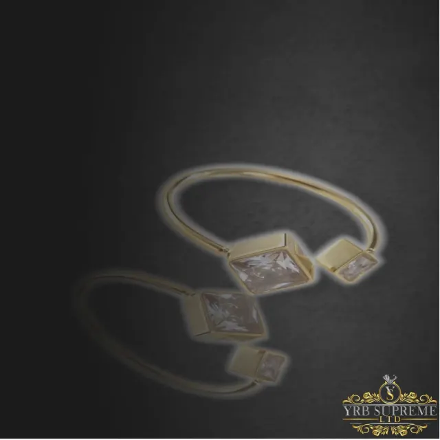 Gold Square Stone Open Ring — photo 5