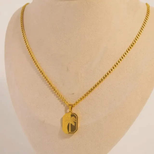 Gold Tag Pendant Necklace