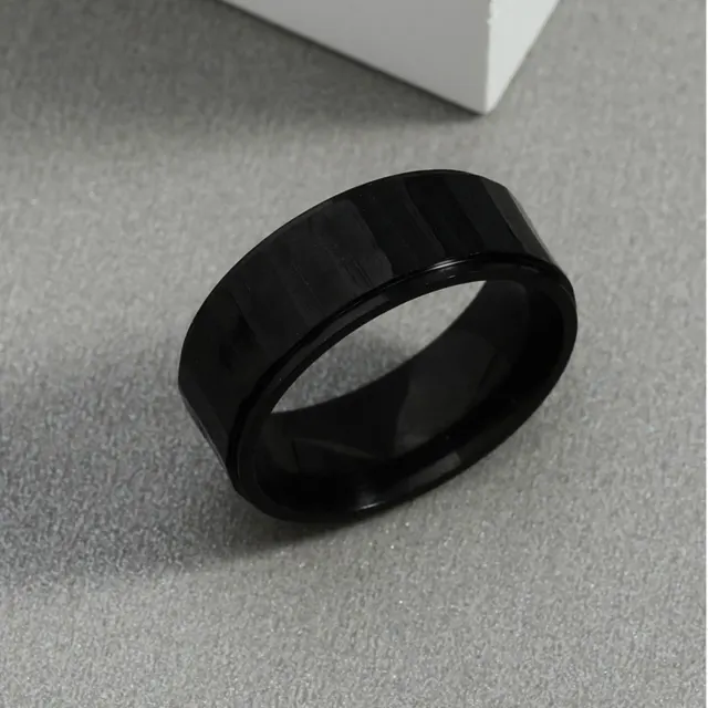 Thin Black Geometric Ring — photo 4