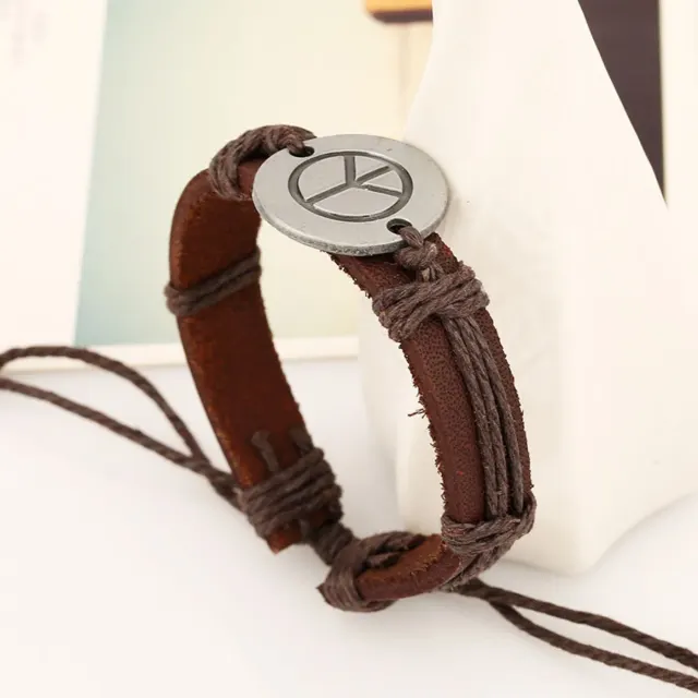 Leather Peace Tag Bracelet — photo 3