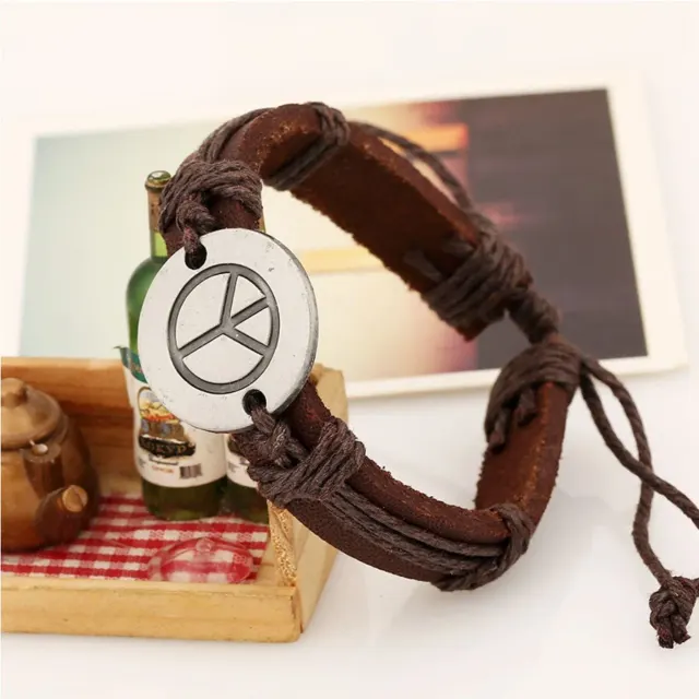 Leather Peace Tag Bracelet — photo 4