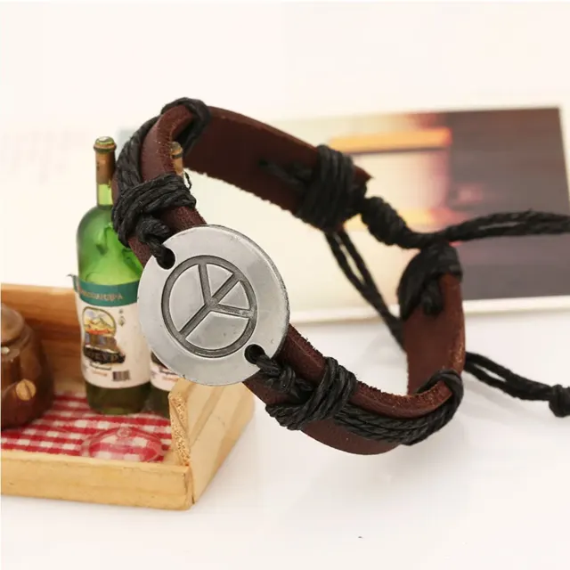 Leather Peace Tag Bracelet — photo 5