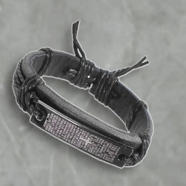 Black Leather Cross Cuff — photo 5