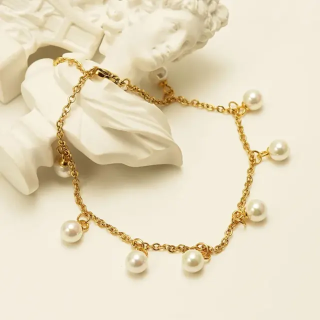 Gold Pearl Drop Bracelet — photo 5
