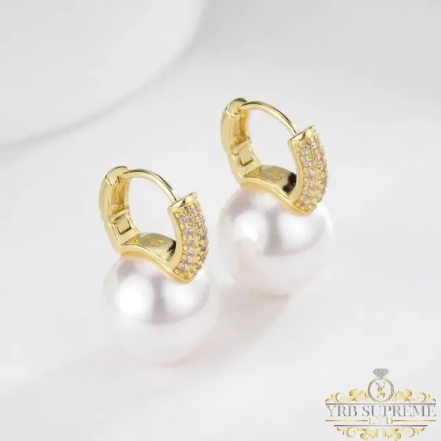 Silver Pearl Hoop Earrings