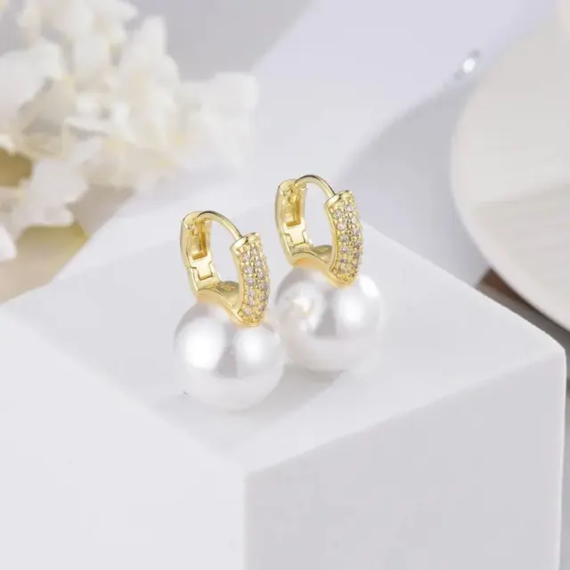 Silver Pearl Hoop Earrings — photo 3