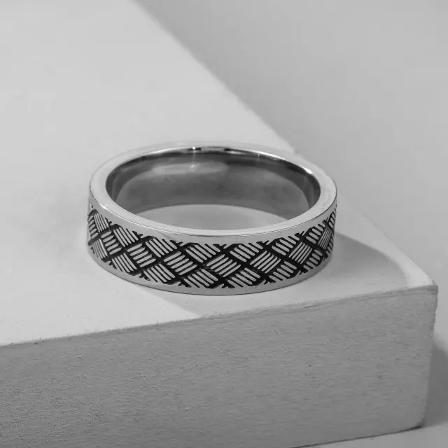 Wide Silver Carved Band — photo 3
