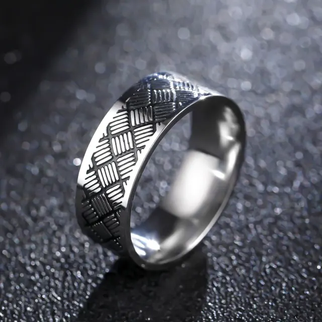 Wide Silver Carved Band — photo 4