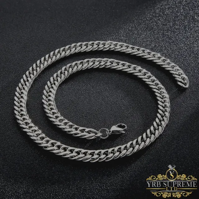 8mm Silver Curb Chain