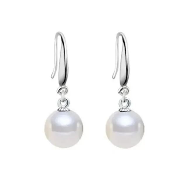 Silver Pearl Drop Earrings — photo 3