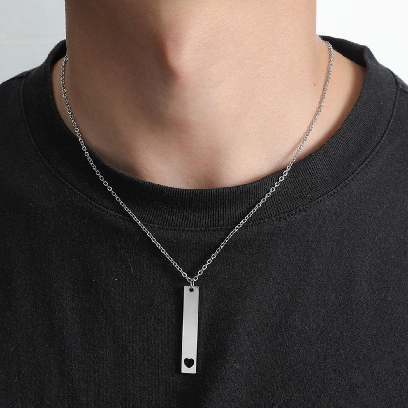 Titanium Love Pendant Men's Chain, Charm Necklace For Him, Friendship Necklace, Figure 8 Chain for Men