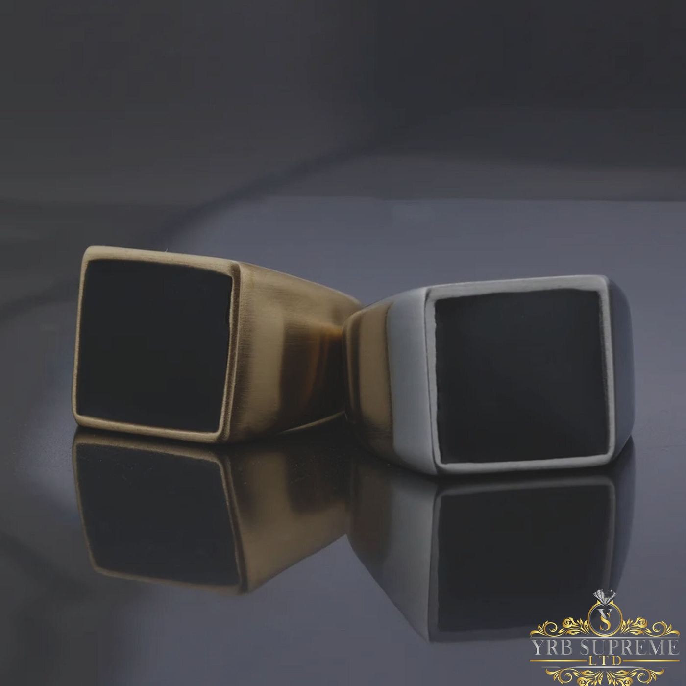 Two tone Signet Ring Mens Gold ring Silver ring for him